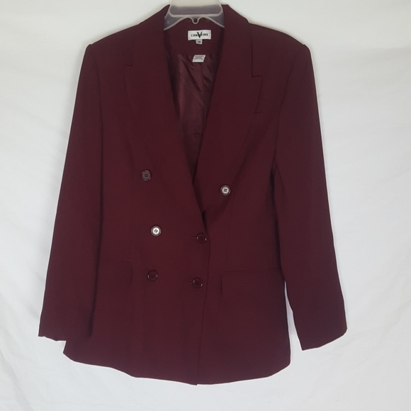 VTG Christine V Blazer SZ 10 Burgrandy Blood Red - Picture 1 of 5